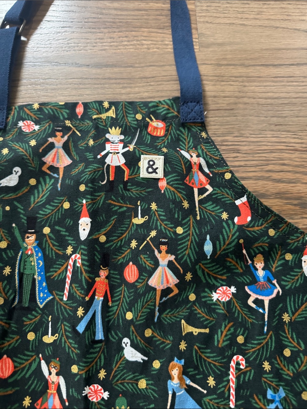 Kids Holiday Nutcracker Print Apron with Navy Ties - Picture 3 of 4